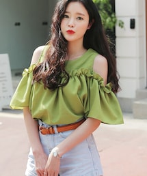 DHOLIC | ショルダーカットアウトフリルブラウス(シャツ/ブラウス)