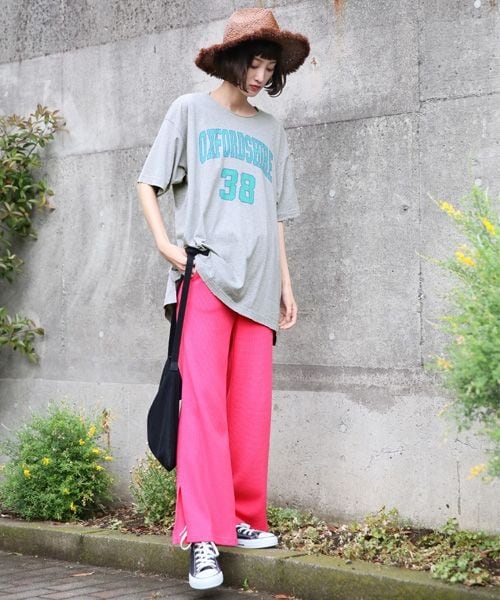 LOWRYS FARM（ローリーズファーム）の「★WEB先行予約アイテム★ワッフルカラーパンツ（パンツ・ピンク/イエロー）」の3枚目の写真