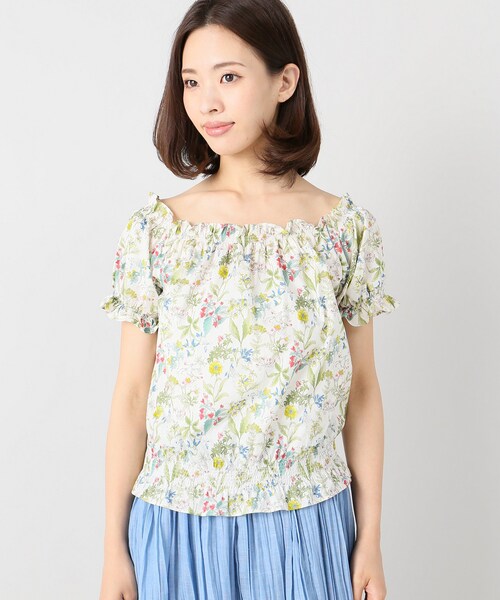 B.C STOCK(ベーセーストック)の「コバナプリントオフショルブラウス【手洗い可】(トップス・ブラック/フリー/在庫あり)」の10枚目の写真