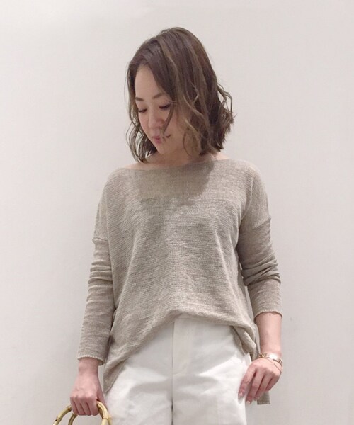AP STUDIO♡シルクリネンボートネックプルオーバー AP STUDIO（エーピーストゥディオ）の「シルクリネンボート