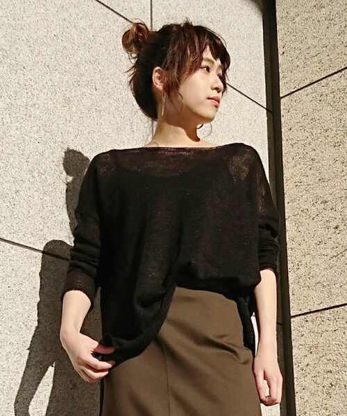 AP STUDIO  Linen Silk ボートネックプルオーバー AP STUDIO（エーピーストゥディオ）の「追加Linen/Silk ボートネック