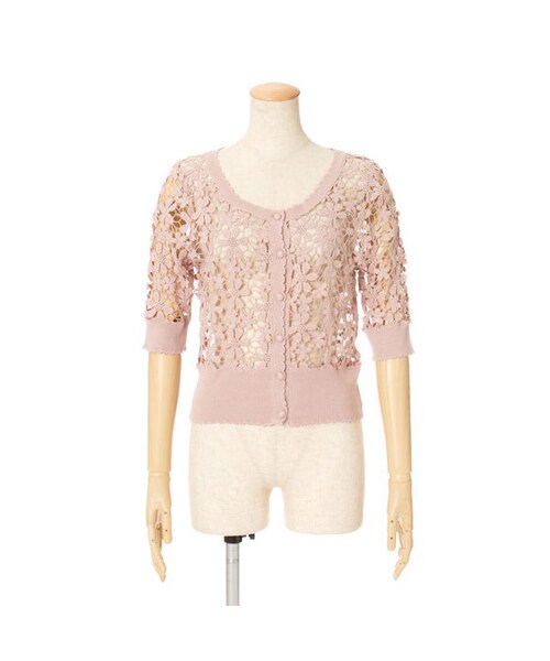 F i.n.t（フィント）の「総花レース半袖カーディガン/F&A（カーディガン/ボレロ・レディース・その他）」の2枚目の写真