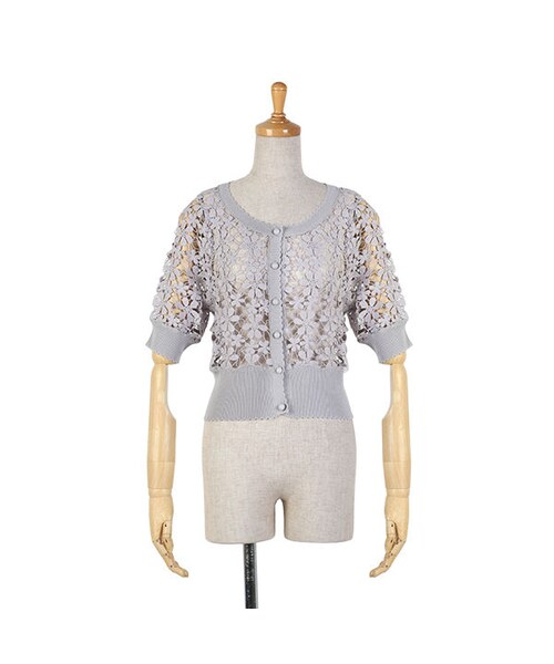 F i.n.t（フィント）の「総花レース半袖カーディガン/F&A（カーディガン/ボレロ・レディース・その他）」の3枚目の写真