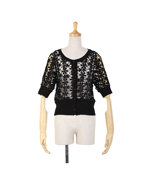 F i.n.t（フィント）の「総花レース半袖カーディガン/F&A（カーディガン/ボレロ・レディース・その他）」の4枚目の写真