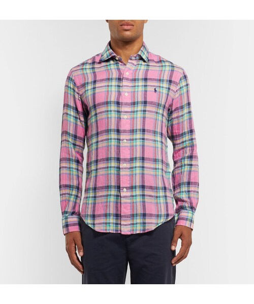 POLO RALPH LAUREN（ポロ ラルフ ローレン）の「Polo Ralph Lauren Slim-Fit Checked Linen Shirt（シャツ/ブラウス・メンズ・Pink・S/M/L/XL/XXL）」の5枚目の写真