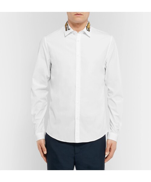 GUCCI（グッチ）の「Gucci Slim-Fit Tiger-Appliquéd Cotton-Poplin Shirt（シャツ/ブラウス・メンズ・White・UK14.5/UK15/UK15.5/UK16/UK16.5/UK17/UK17.5）」の3枚目の写真