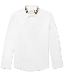 GUCCI | Gucci Slim-Fit Tiger-Appliquéd Cotton-Poplin Shirt(シャツ/ブラウス)