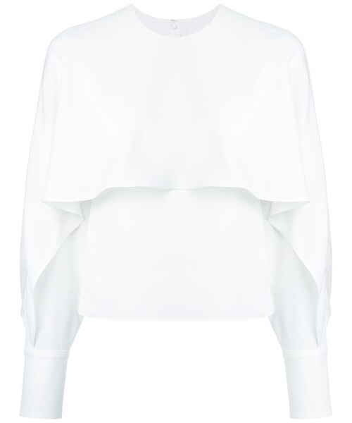 LE CIEL BLEU(ルシェルブルー)の「Le Ciel Bleu - ケープディテールトップス - women - ポリエステル - 36(シャツ/ブラウス・レディース・ホワイト・36)」の1枚目の写真