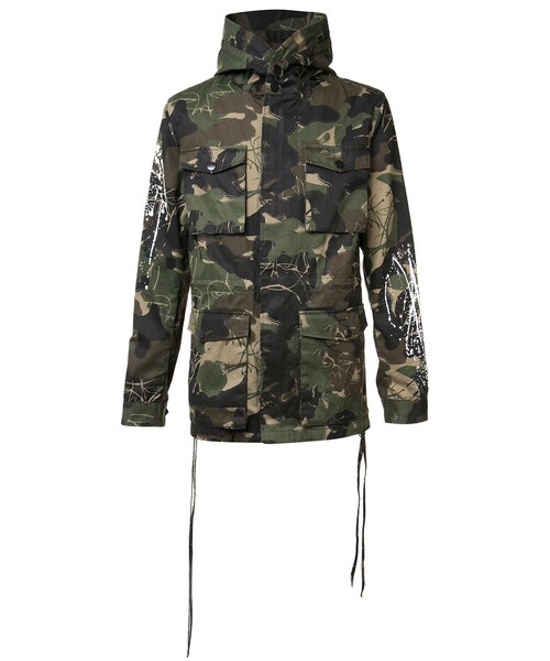 Haculla（ハキュラ）の「Haculla - 迷彩柄フード付きコート - men  