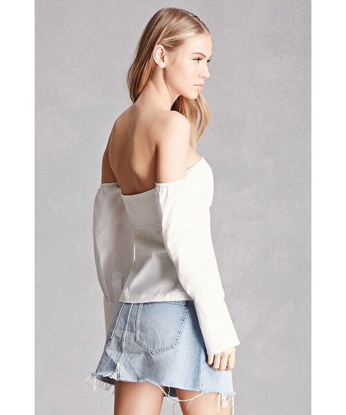 FOREVER 21(フォーエバー トゥエンティーワン)の「FOREVER 21+ Off-the-Shoulder Crop Top(シャツ/ブラウス・レディース・White・S/M/L)」の4枚目の写真