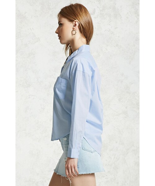 FOREVER 21（フォーエバー トゥエンティーワン）の「FOREVER 21+ Boxy High-Low Shirt（シャツ/ブラウス・レディース・Blue/White・S/M/L）」の8枚目の写真