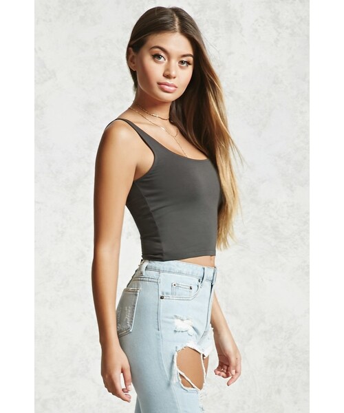 FOREVER 21（フォーエバー トゥエンティーワン）の「FOREVER 21+ Cropped Tank Top（タンクトップ・レディース・Beige/Gray/Blue/Green・S/M/L）」の11枚目の写真