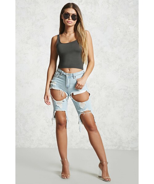 FOREVER 21（フォーエバー トゥエンティーワン）の「FOREVER 21+ Cropped Tank Top（タンクトップ・レディース・Beige/Gray/Blue/Green・S/M/L）」の9枚目の写真