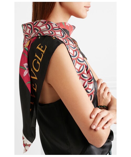 GUCCI（グッチ）の「Gucci - Printed Silk-twill Scarf - Red