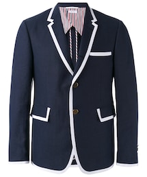 THOM BROWNE | Thom Browne - コントラストディテール ブレザー - men - リネン/ポリエステル/キュプロ - 2(テーラードジャケット)