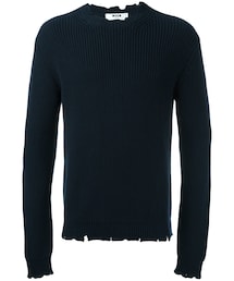 MSGM | MSGM - ダメージ加工 リブ編みセーター - men - コットン - S(ニット/セーター)