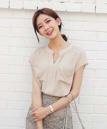 DHOLIC | キャップスリーブダブルポケットブラウス(シャツ/ブラウス)