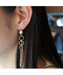 ノーブランド ピアス 両耳 no brand（ノーブランド）の「連続 パール ロング ピアス（ピアス（両