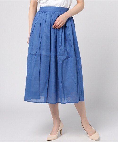 actuel（アクチュエル）の「コットンボイルギャザースカート（スカート・レディース・グリーン/ブルー/ピンク・FREE）」の2枚目の写真