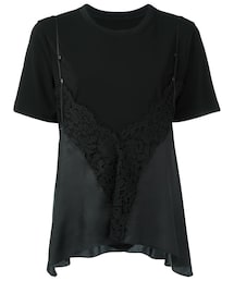 Maison Margiela | Maison Margiela - レースキャミレイヤード Tシャツ - women - シルク/ビスコース - 40(Tシャツ/カットソー)