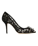 Dolce & Gabbana | Dolce & Gabbana - レース装飾パンプス - women - リネン/レザー/金属（めっき）/glass - 38(高跟鞋)