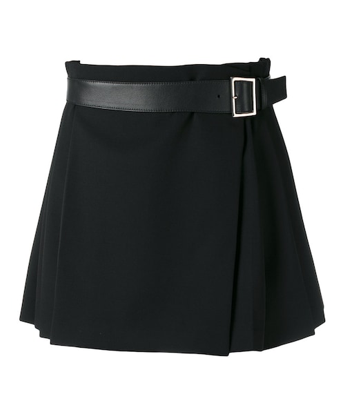ALEXANDER McQUEEN 黒 リボン付きひざ丈スカート Alexander McQueen Leather Pleats Skirt