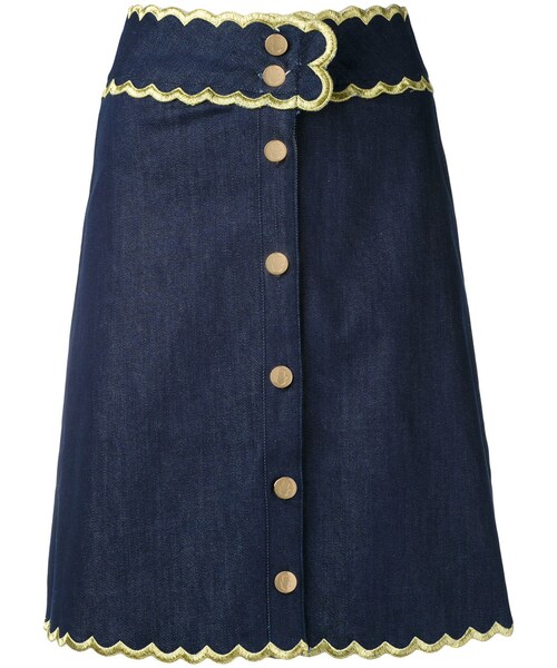 MANOUSH（マヌーシュ）の「Manoush - スカラップド刺繍 デニムスカート  