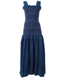 STELLA McCARTNEY | Stella McCartney - デニムシャーリングワンピース - women - コットン/Elastodiene/ポリアミド/ポリエステルスパンデックス - 40(ワンピース)