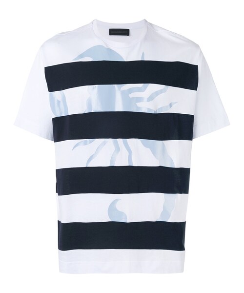 DIESEL BLACK GOLD(ディーゼル ブラック ゴールド)の「Diesel Black Gold - ストライプ柄 Tシャツ - men - コットン - L(Tシャツ/カットソー・メンズ・ホワイト・L)」の1枚目の写真