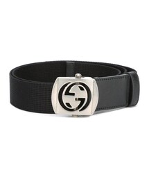 GUCCI | Gucci - カットアウトロゴバックル ベルト - men - コットン/レザー/ポリエステル - 95(ベルト)