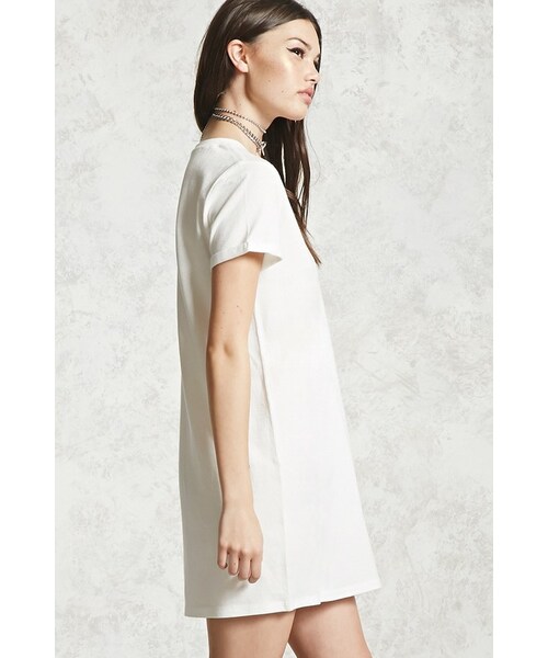 FOREVER 21（フォーエバー トゥエンティーワン）の「FOREVER 21+ Cuffed Sleeve T-Shirt Dress（ワンピース・レディース・Pink/Brown/White・XS/S/M/L/XL）」の9枚目の写真