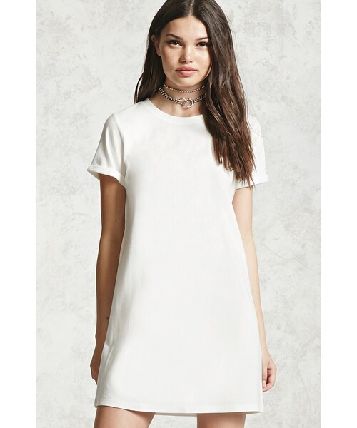 FOREVER 21（フォーエバー トゥエンティーワン）の「FOREVER 21+ Cuffed Sleeve T-Shirt Dress（ワンピース・レディース・Pink/Brown/White・XS/S/M/L/XL）」の13枚目の写真