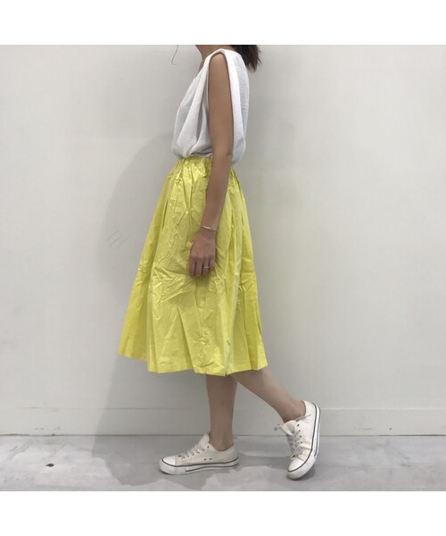 copine(コピン)の「ミモレ丈タック入りコットンカラースカート(2color)【クリックポスト対象商品】(スカート・レディース・その他)」の6枚目の写真