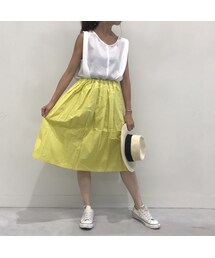 copine | ミモレ丈タック入りコットンカラースカート（2color）【クリックポスト対象商品】(スカート)