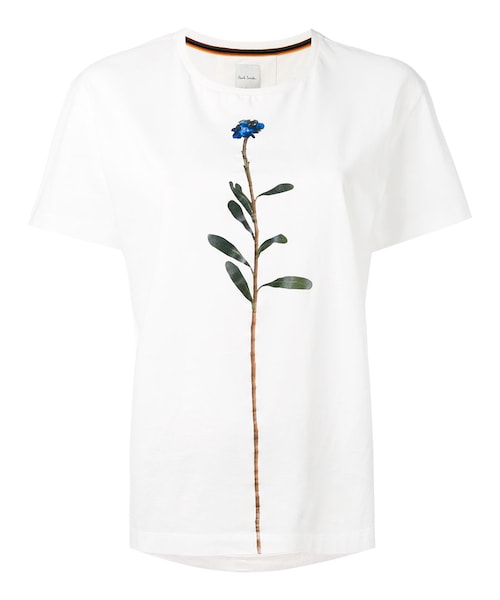 Paul Smith】Tシャツ フラワープリント コットン ホワイト Paul