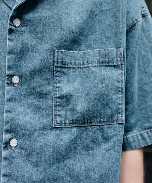 LIDNM（リドム）の「ケミカルウォッシュオープンカラーシャツ（シャツ/ブラウス・メンズ・ブルー・S, M, L）」の2枚目の写真