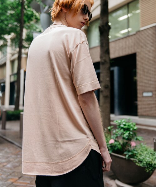 LIDNM(リドム)の「モダールレイヤードTシャツ(Tシャツ/カットソー・メンズ・ピンク・S, M, L)」の3枚目の写真