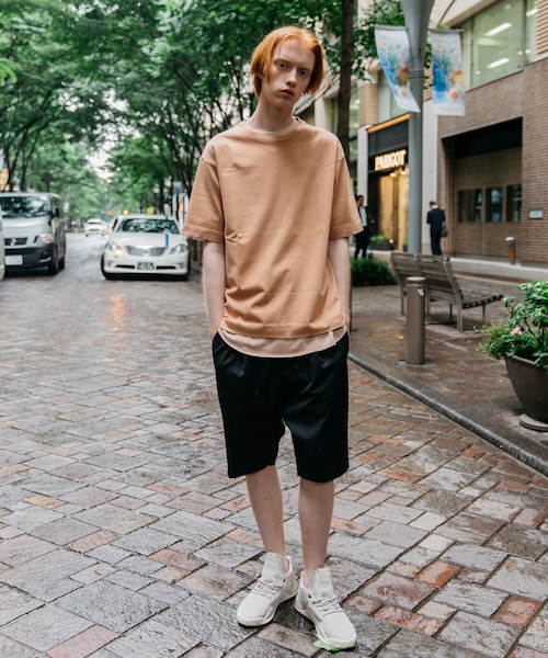 LIDNM(リドム)の「モダールレイヤードTシャツ(Tシャツ/カットソー・メンズ・ピンク・S, M, L)」の4枚目の写真