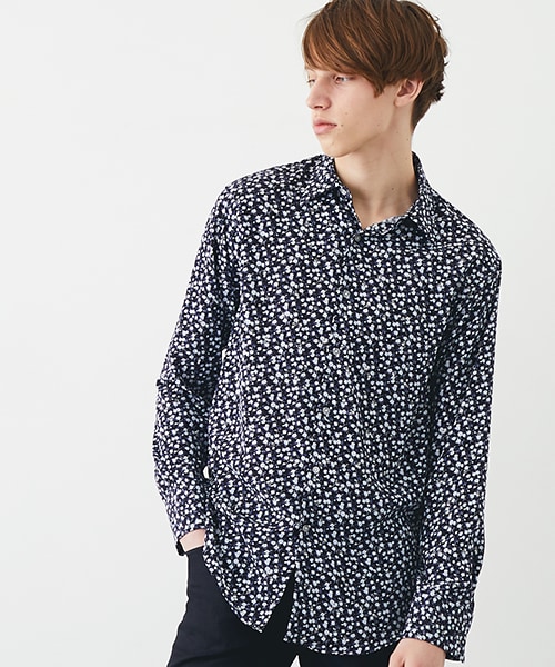 LAD MUSICIAN ラッドミュージシャン 花柄スカル柄ロングシャツ LAD