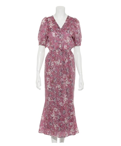 SNIDEL（スナイデル）の「テキスタイルフラワーIラインワンピース  