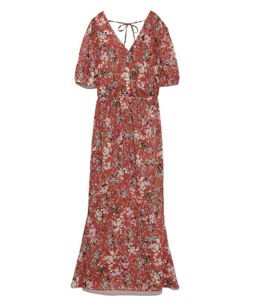 SNIDEL（スナイデル）の「テキスタイルフラワーIラインワンピース  