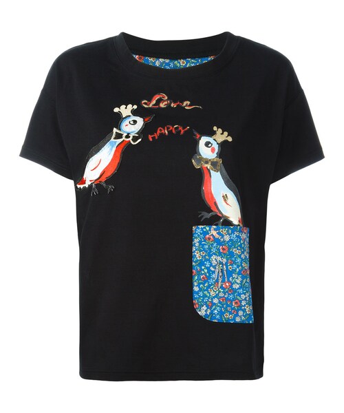 TSUMORI CHISATO(ツモリチサト)の「Tsumori Chisato - Love Birds Tシャツ - women - コットン - 3(Tシャツ/カットソー・レディース・ブラック・3)」の1枚目の写真