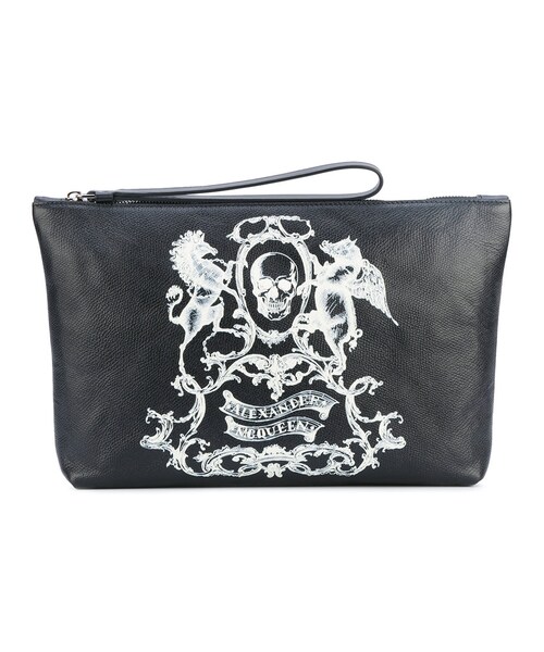 Alexander Mcqueen アレキサンダーマックイーン の Alexander Mcqueen Coat Of Arms スカル クラッチバッグ Men カーフレザー ワンサイズ クラッチバッグ Wear