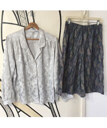 キュウリガン | 【個性的】ヴィンテージ 開襟柄シャツ＆袴パンツ キュロット セットアップ(セットアップ)