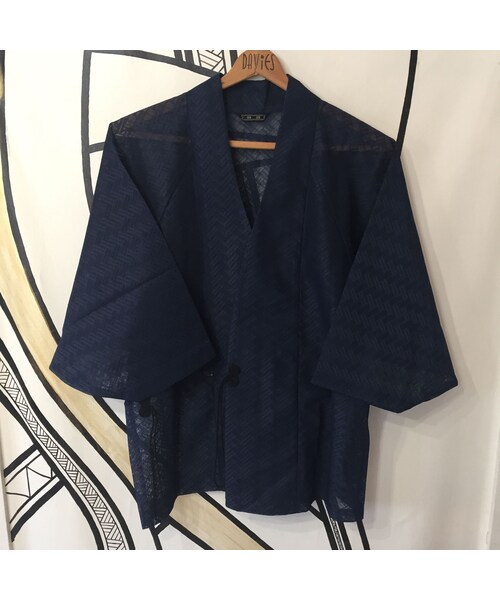キュウリガン(キュウリガン)の「【KIMONO】ヴィンテージ ネイビー メッシュ 着物 羽織 ガウン(浴衣・メンズ・その他)」の2枚目の写真