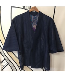 キュウリガン | 【KIMONO】ヴィンテージ ネイビー メッシュ 着物 羽織 ガウン(浴衣)