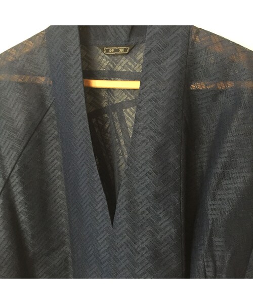 キュウリガン(キュウリガン)の「【KIMONO】ヴィンテージ ネイビー メッシュ 着物 羽織 ガウン(浴衣・メンズ・その他)」の7枚目の写真