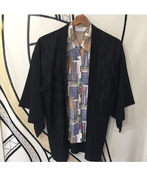 キュウリガン | 【KIMONO】ヴィンテージ ブラック メッシュ 着物 羽織 ガウン(浴衣)