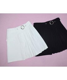 A.D.G | (全2色)Belt Design Irregular Pleats Skirt *インナーパンツ付(スカート)