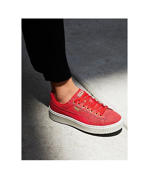 puma basket weave platform sneaker